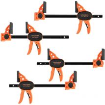 Jorgensen - Jeu de Serre-joint à une Main Légers 4 Pièces avec Libération Rapide, Largeur de Serrage 420mm (Connextion de 2 Serres-joint), Force de