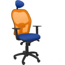 Piqueras Y Crespo - Jorquera Stuhl orange Mesh Bali blauer Sitz mit fester Kopfstütze