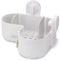 Joseph Joseph - Duo Mensola Doccia ad Angolo senza Foratura, Porta Shampoo Bagnoschiuma Spugne da Doccia da Appendere, Portaoggetti Bagno, Bianco