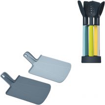 Joseph Joseph Ensemble ingénieux Elevate 5 ustensiles + 2 planches à découper Chop2Pot pliables