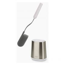 Joseph Joseph Flex Lite Steel Anti-drip toilet brush with compact stainless steel anti-fingerprint holder, Grey (70561)