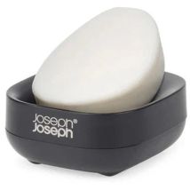 Joseph Joseph Seifenschale Slim Compact – Schwarz matt – Rostfreier Stahl, ABS – Abgewinkelter Boden, Belüftungsloch, rutschfester Boden