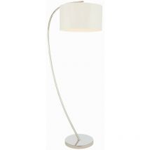 Endon - Josephine - 1 Light Floor Lamp Bright Nickel, Vintage White Faux Silk, E27