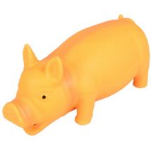 Jouet en latex a couinement pour chien cochon Fiona orange 22 cm Flamingo