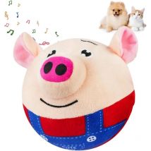 Jalleria - Jouet en peluche actif pour animaux de compagnie, jouet interactif pour chien, jolie tête de cochon, jouet rebondissant rechargeable et