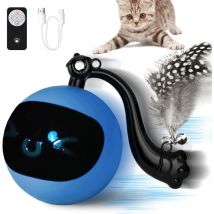 Jouet interactif de balle de chat avec télécommande, balle de jouet de chat mobile automatique avec queue de plume, jouet de puzzle électrique de