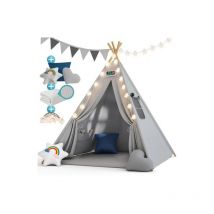 Jouet Tipi avec tapis gris pour enfants Jeu de jardin ou de chambre d'enfant