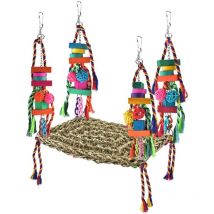 Jouets à mâcher pour oiseaux pour perruches Jouet à mâcher coloré Blocs de bois Accessoires pour cage