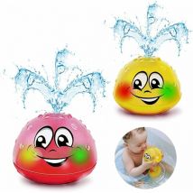Kueatily - Jouets de Bain, 2 x Jouet de Bain pour bébé à Jet d'eau avec et lumière Jouets pour Tout-Petits Enfants Jaune et Rose-Fei Yu