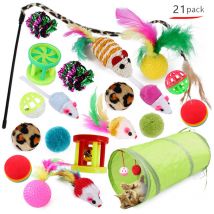 Versaillesfr - Jouets pour chats, jouets pour chats, jouets pour chats et chaton, 21 pièces (le style d'image sera envoyé au hasard)