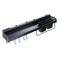 Black étagère murale pour couteaux et ustensiles de cuisine 49,5x15x8,2 cm - Noir - Joybos