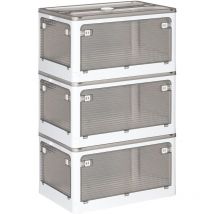 Joybos - Set de 3 cajas de almacenamiento plegable blanco, cada una de 47x36x24 cm - 40 l