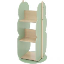 Joyz - Bücherregal Kinder Baum-Form, ø 48 x 96 cm, Grün-Natur, 2 Seitiges Kinderregal aus Holz mit 5 Regale, Kinderzimmerregal 360° drehbar,