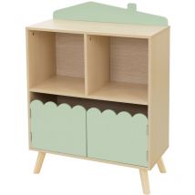 Joyz - Estantería Infantil con 3 Compatimentos 60x30x82 cm de Madera Verde-Naturaleza Armario para Almacenamiento Mueble de Pie con 2 Estantes