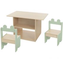 Joyz - Juego de 3 Piezas de Madera con Mesa y 2 Sillas para Niños Mueble con Espacio de Almacenamiento Escritorio de Pintura con Baldas Abiertas