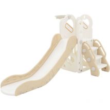 Joyz - Juego Tobogán Infantil 3 en 1 para Interior y Exterior Blanco-Beige de Plástico Juguete Multifuncional con Escaleras, Deslizador y Canasta de