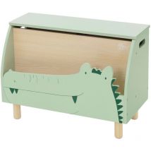 Joyz - Kinderregal mit offener Ablage und Kiste, Krokodil-Design, 60x30x44 cm, Bücherregal Holz, Spielzeugregal, Spielzeugkiste mit Deckel für Bücher