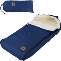 Babyfußsack, Blau, Universal Fußsack für Babyschale, Kinderwagen & Buggy, Sitzauflage aus Fleece, Kuschelsack mit Reißverschluss, Kopfteil & Tasche,