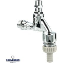 Js DVGW-Auslaufventil 1/2 Zoll mit Steckschlüsseloberteil, rv und Rohrbelüfter, poilert verchromt