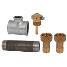 JS Einbausatz2 für Wärmemengenzähler – Passstück – verstellbares T-Stück – Tauchhülse – DN20 – Baulänge 130 mm