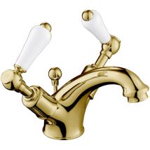 Just Taps Plus - jtp Grosvenor Basin Mixer Tap with Pop Up Waste Lever Handle - Antique Brass