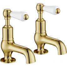 Just Taps Plus - jtp Grosvenor Cloakroom Basin Taps Pair Lever Handle - Antique Brass