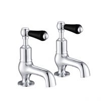 Just Taps Plus - jtp Grosvenor Cloakroom Basin Taps Pair Lever Handle - Chrome/Black