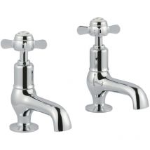 Just Taps Plus - jtp Grosvenor Cloakroom Basin Taps Pair with pop-up waste Pinch Handle - Chrome