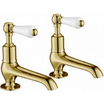 Just Taps Plus - jtp Grosvenor Long Nose Basin Taps Pair Lever Handle - Antique Brass
