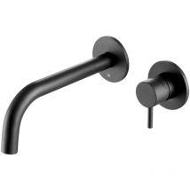 Just Taps Plus - jtp Vos 2-Hole Wall Mounted Basin Mixer Tap 200mm Spout Reach - Matt Black