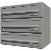 Hausbrieffachanlage 3-teilig, 375 x 330 x 280 mm, Stahl grau ral 9007 - JU