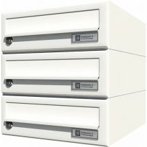 Hausbrieffachanlage 3-teilig, 300 x 330 x 380 mm, Stahl weiß ral 9016 - JU