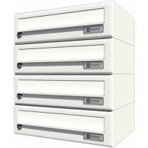 Hausbrieffachanlage 4-teilig, 375 x 440 x 280 mm, Stahl weiß ral 9016 - JU