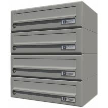 Hausbrieffachanlage 4-teilig, 375 x 440 x 280 mm, Stahl grau ral 9007 - JU
