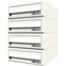 Hausbrieffachanlage 4-teilig, 300 x 440 x 380 mm, Stahl weiß ral 9016 - JU