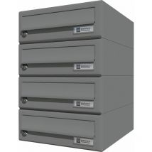 JU Hausbrieffachanlage 4-teilig, 300 x 440 x 380 mm, Stahl grau RAL 9007