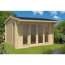 Lasita Maja - Jubilee 44-Log Cabin, Wooden Garden Room, Timber Summerhouse, Home Office - L370 x W412.5 x H245.1 cm