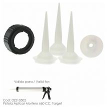 Ensemble d'accessoires pour pistolets Aluminium/Acier Appliquer Mortier 660 cc. Cible 02210502