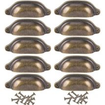 Erhope - shining house Paquete de 10 manijas para perillas de puerta de 98 mm, decoración para cajón de muebles, latón antiguo