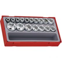 Teng Tools - Juego de vasos de 6 puntos con vástago cuadrado de 1/2' de 17 piezas TT1217-6
