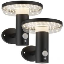 Arum Lighting - Juego de 2 apliques solares Equi de miramar. Detector de Presencia 60W 3 Modos