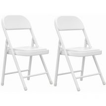 Chleby - Juego de 2 Cómoda sillas Plegables de Cuero Blanco