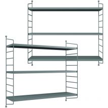 [en.casa] - Juego de 2 estanterías de pared Strängnäs acero 50x60x15 cm - Azul grisáceo