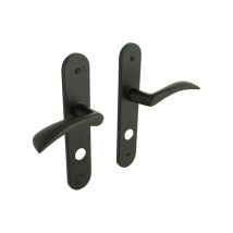 Chrisligne - Juego de 2 manillas de puerta Azur, con bloqueo y desbloqueo, inspire, distancia entre ejes 165 mm, negro mate
