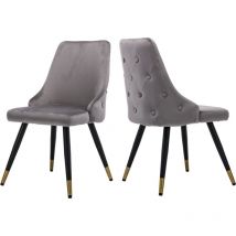 Wahson Office Chairs - Juego de 2 Sillas de Cocina Retro de Terciopelo con Respaldo de Diseño Acolchado con Botones para El Hogar Sala de Estar