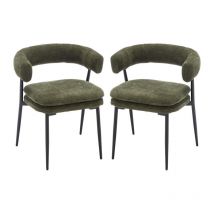 Wahson Office Chairs - Juego de 2 Sillas de Comedor en Chenilla Sillas Acolchadas Gruesas con Respaldo Hueco Sillas Laterales de Ocio para Cocina