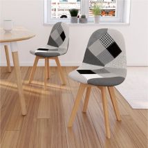 Idmarket - Lote de 2 sillas escandinavas sara patchwork negro, gris y blanco