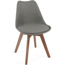 Miadomodo Sillas de Comedor - Pack de 2, Patas de Madera de Haya, Antideslizante, Asiento del pp, Acolchado, Estilo Nórdico, Color Gris