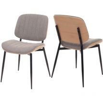 Juego de 2 sillas de comedor HHG-203, silla de cocina Silla, tejido de madera curvada (370 g/m²) Oeko-Tex MVG, natural, gris claro