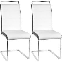 Skecten - Juego de 2 sillas de comedor Sillas voladizas Silla tapizada Silla mecedora blanco-negro